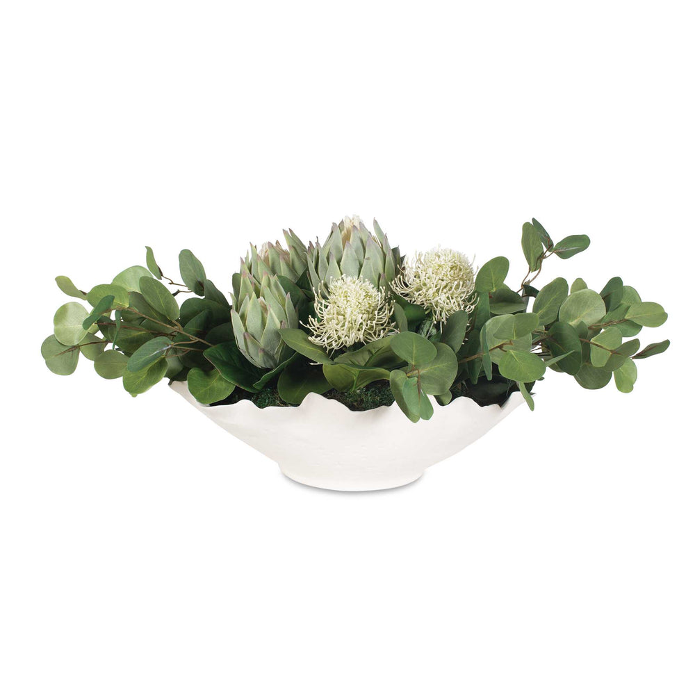 Protea Blooms White Bowl Centerpiece Accessories Uttermost