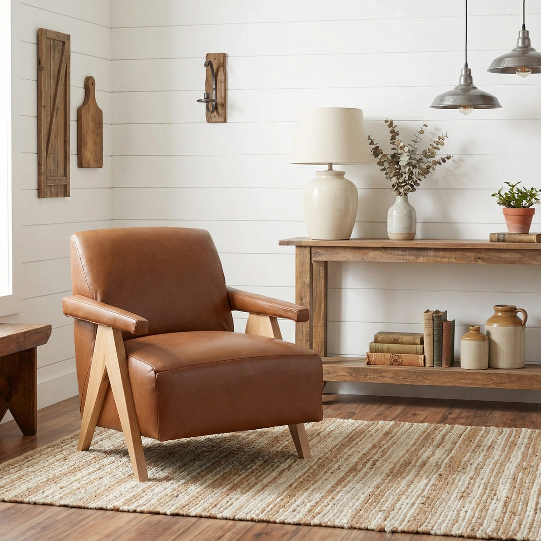 Brynne Leather Accent Chair Living Room Jonathan Louis