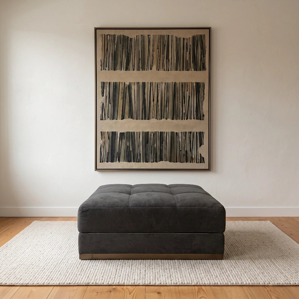 Barcelona Large Ottoman Low Leg Living Room American Leather Ultrasuede Charcoal