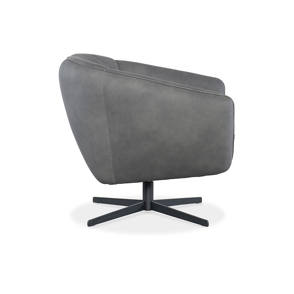 Mina Swivel Chair, Buckskin Dark Grey Living Room Hooker Furniture   