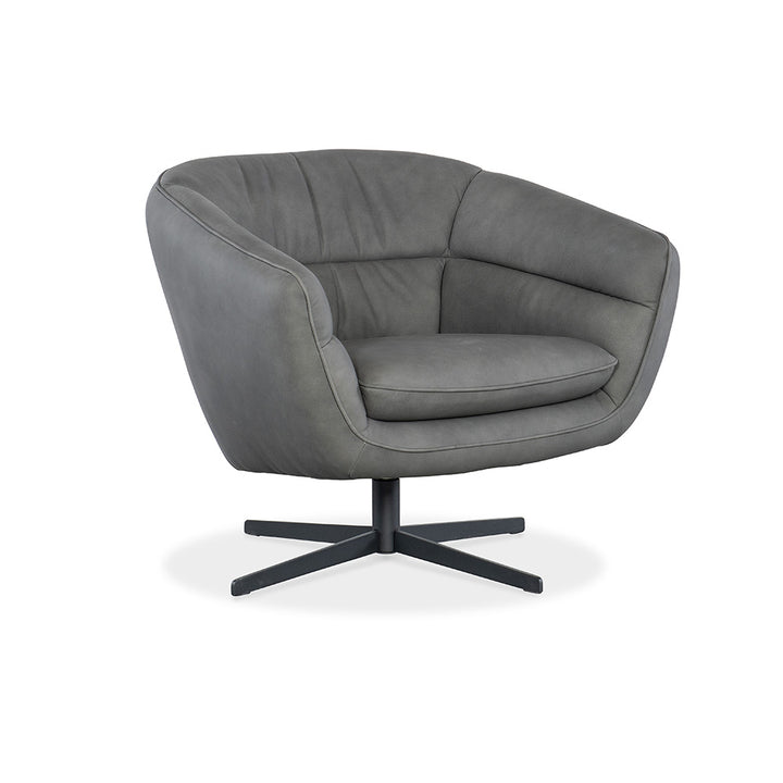 Mina Swivel Chair, Buckskin Dark Grey Living Room Hooker Furniture   