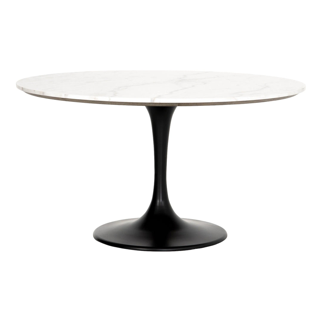 Powell 55" Dining Table, White Marble Dining Room Four Hands