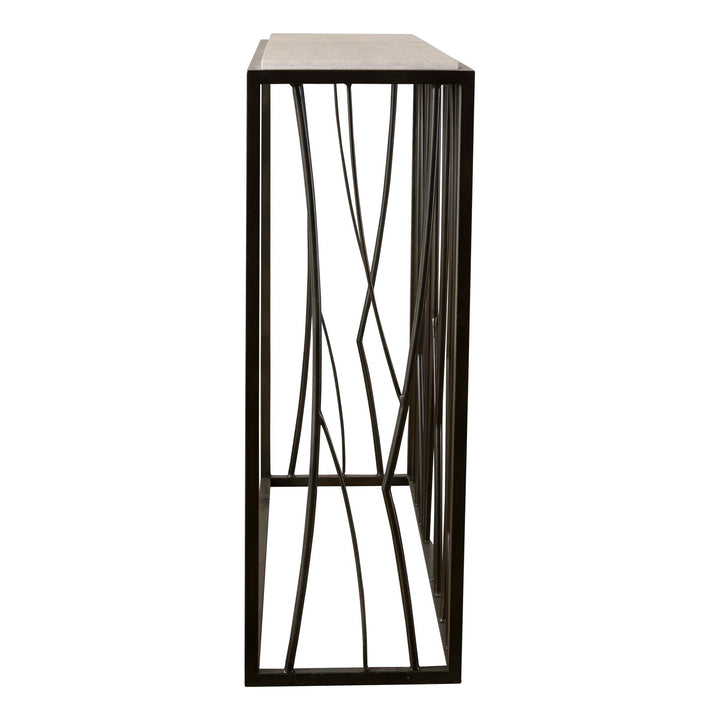 Reed Travertine Console Table Living Room Uttermost