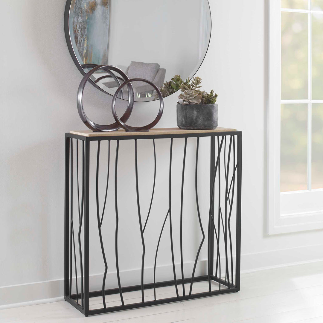 Reed Travertine Console Table Living Room Uttermost