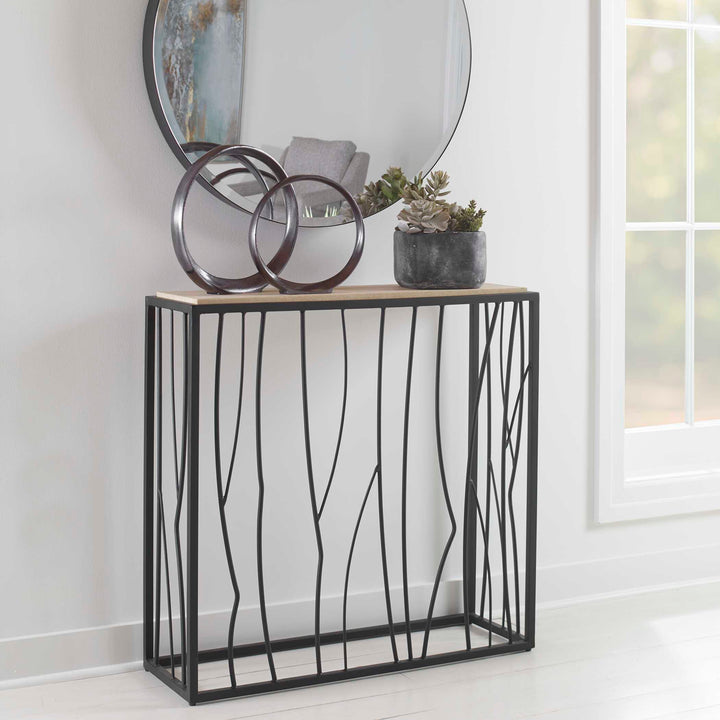 Reed Travertine Console Table Living Room Uttermost