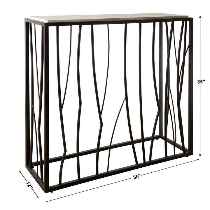 Reed Travertine Console Table Living Room Uttermost