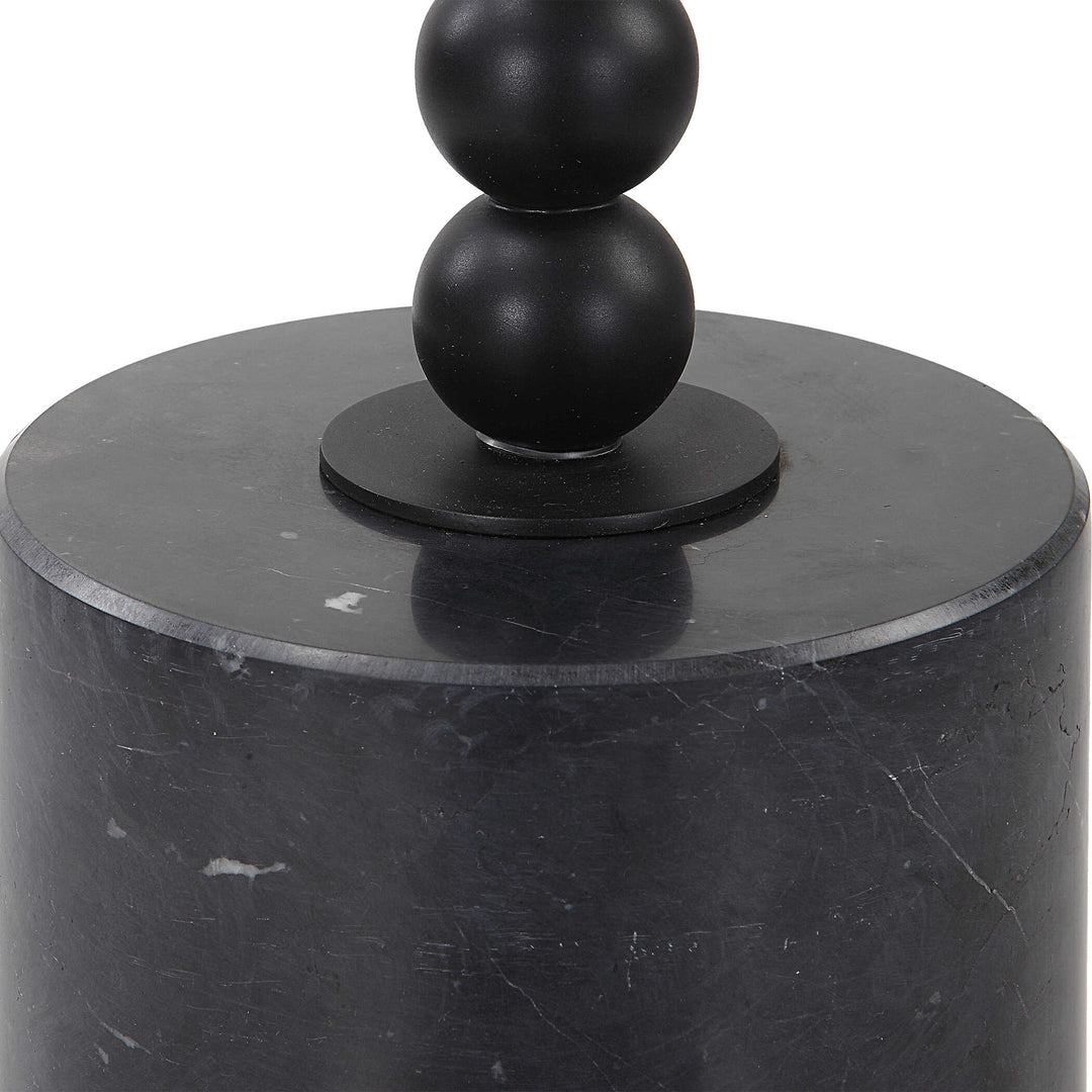 Bead Black Marble Drink Table Living Room Uttermost