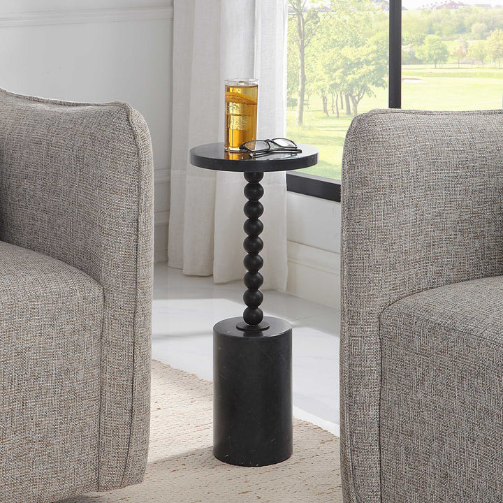 Bead Black Marble Drink Table Living Room Uttermost