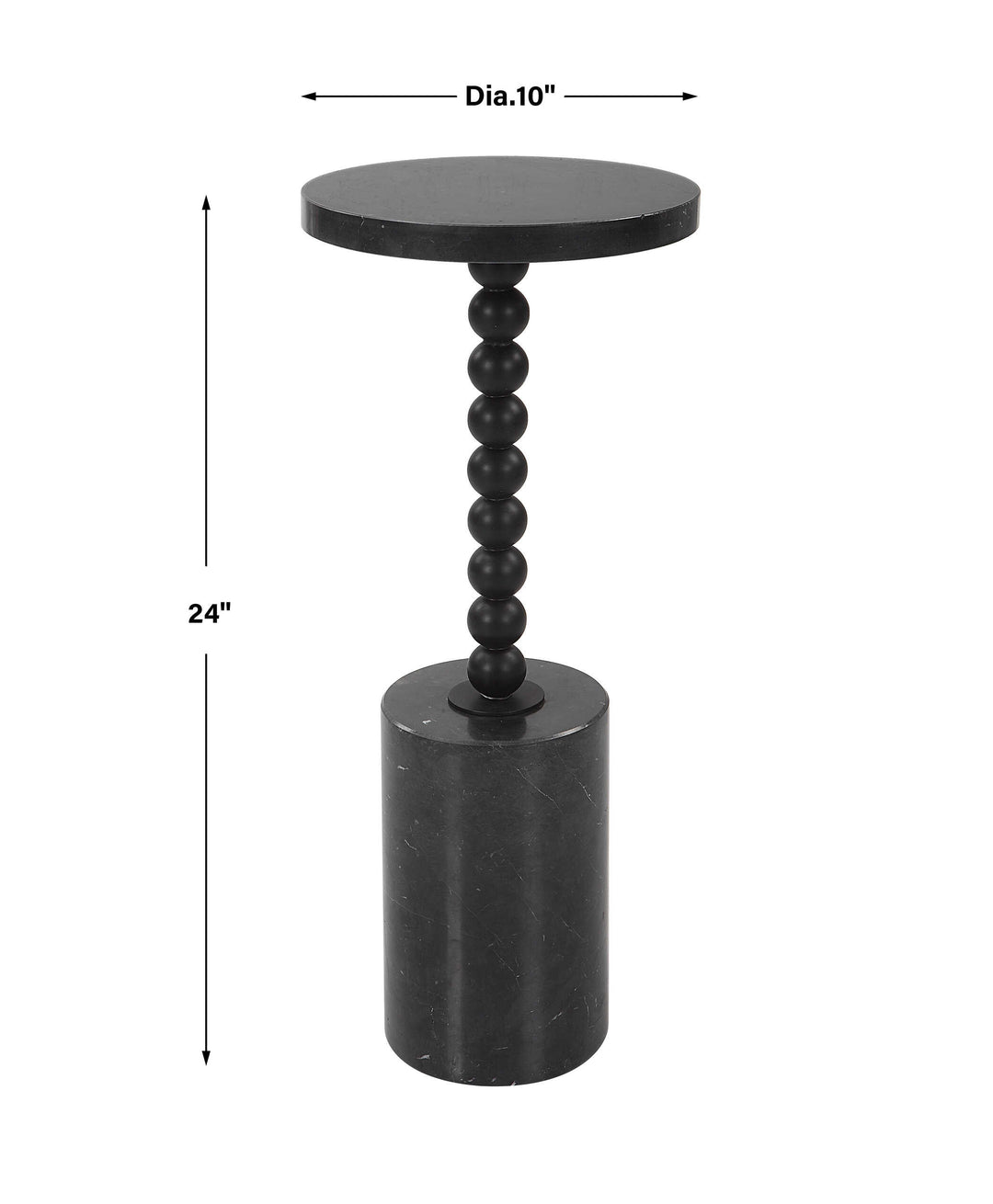 Bead Black Marble Drink Table Living Room Uttermost