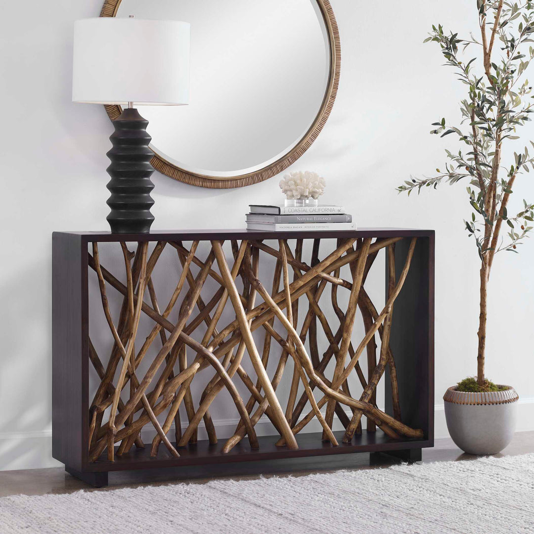 Teak Maze Console Table Living Room Uttermost
