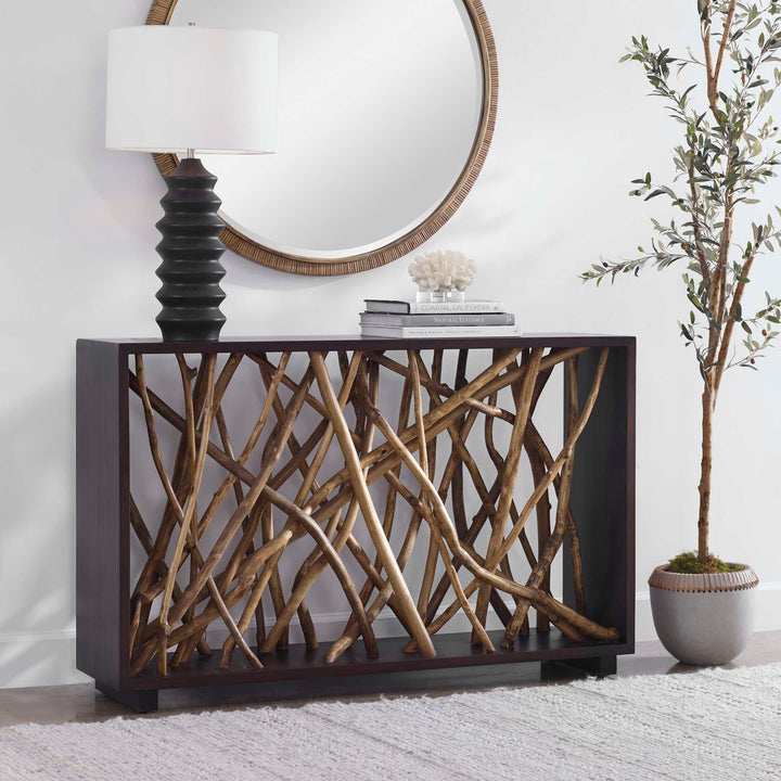 Teak Maze Console Table Living Room Uttermost