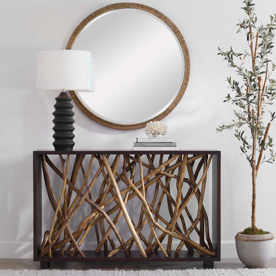 Teak Maze Console Table Living Room Uttermost