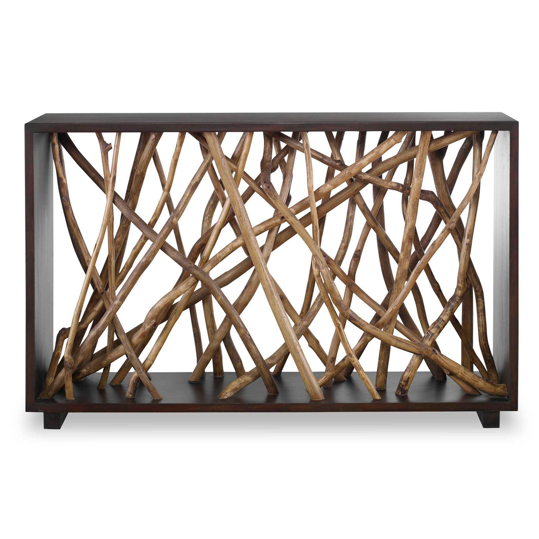 Teak Maze Console Table Living Room Uttermost