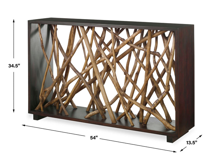 Teak Maze Console Table Living Room Uttermost