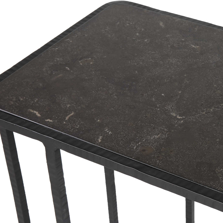 Cavern Stone & Iron Accent Table Living Room Uttermost