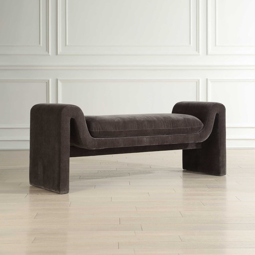 Manson Modern Charcoal Bench Living Room Uttermost