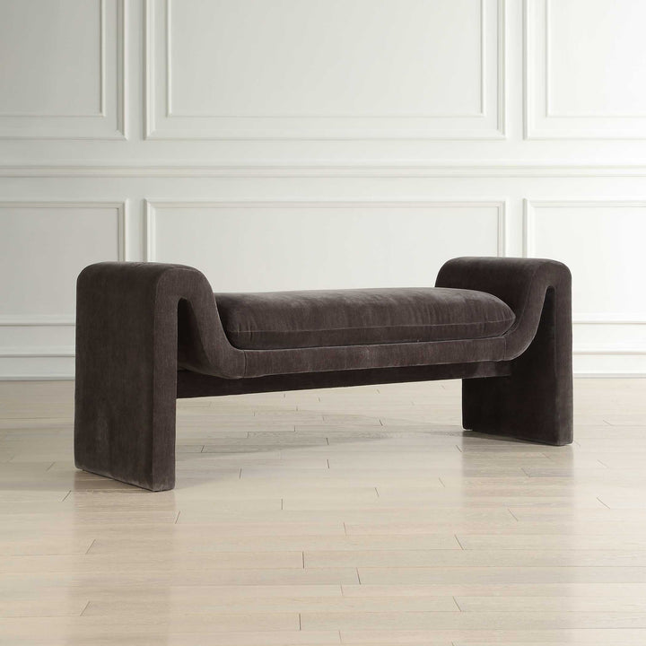 Manson Modern Charcoal Bench Living Room Uttermost