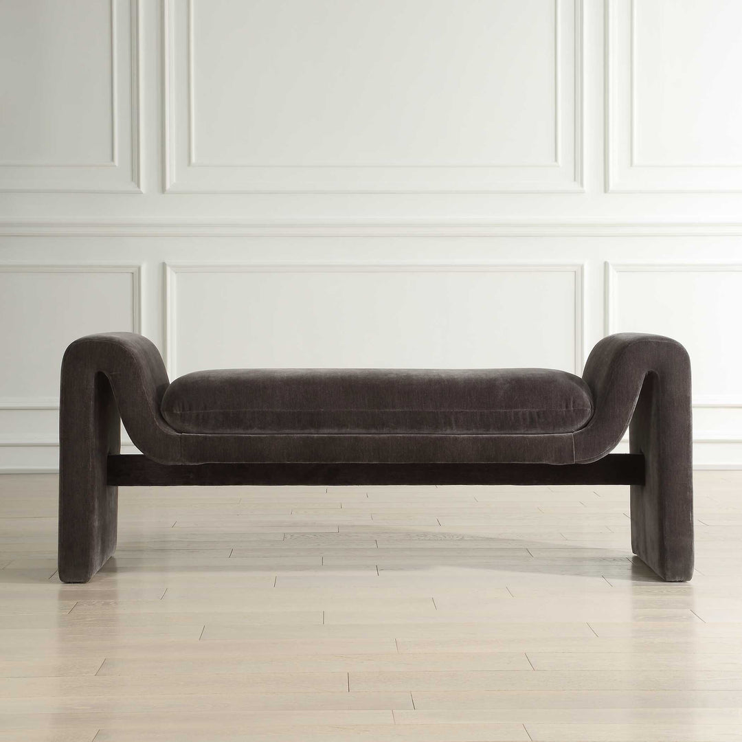 Manson Modern Charcoal Bench Living Room Uttermost