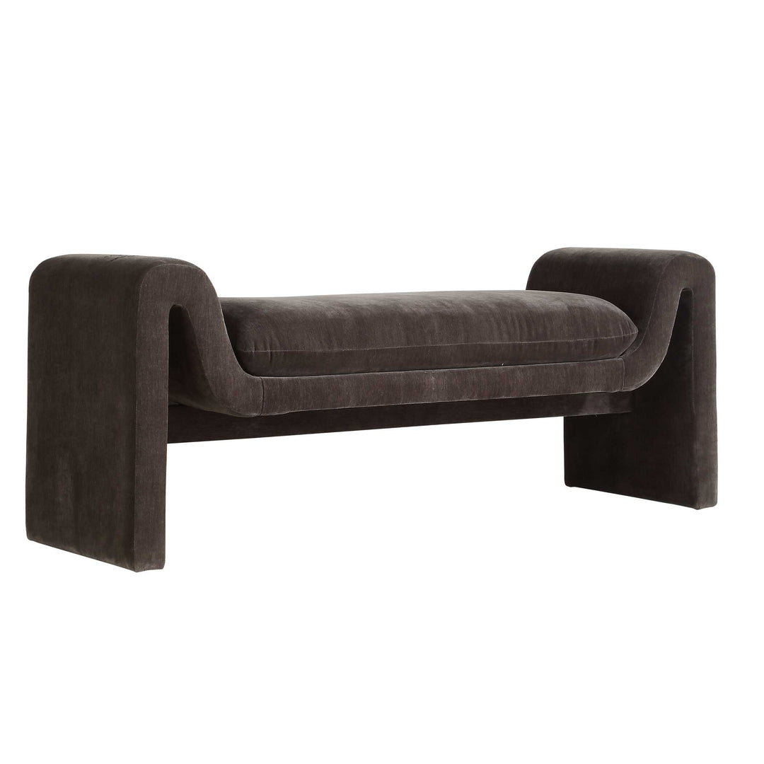 Manson Modern Charcoal Bench Living Room Uttermost