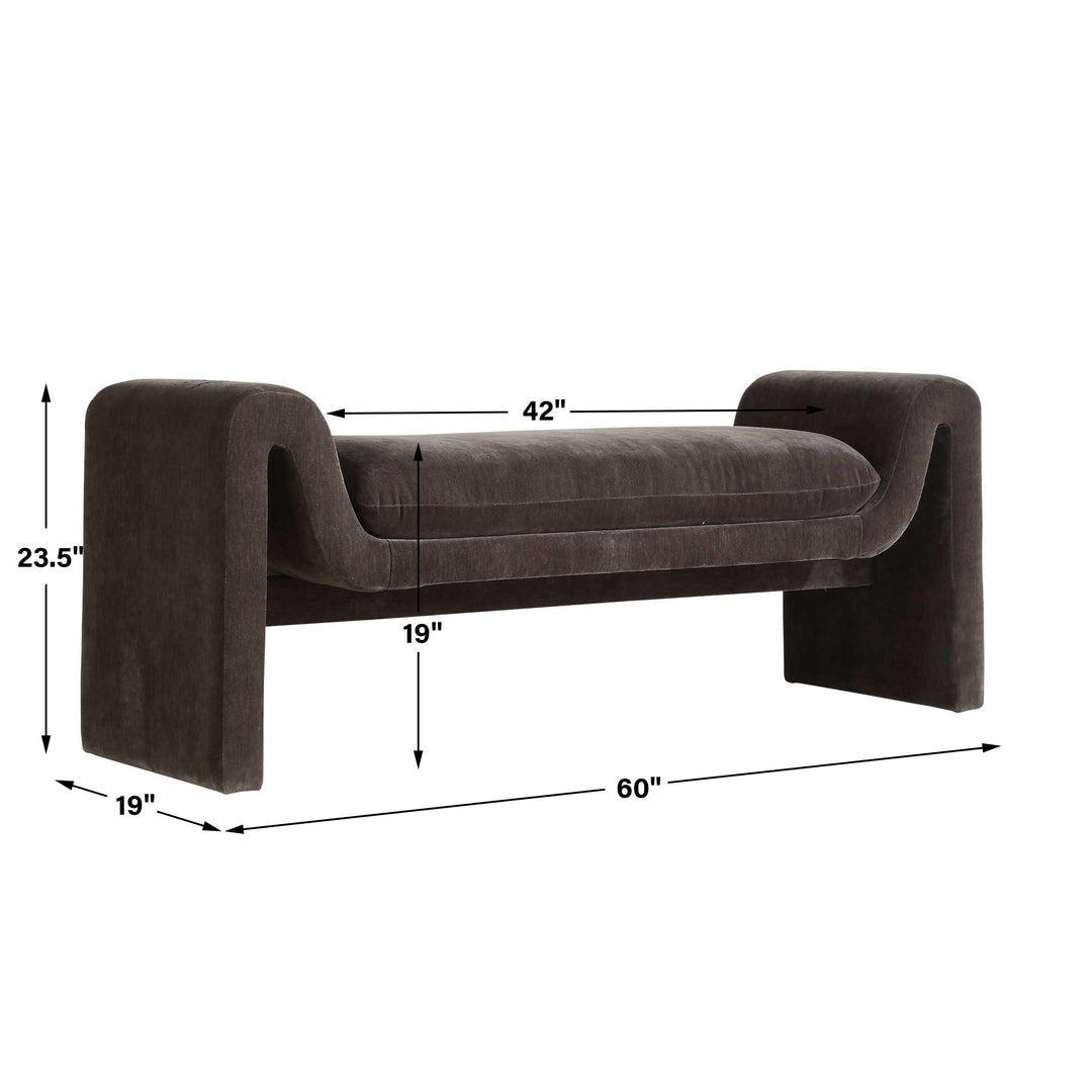 Manson Modern Charcoal Bench Living Room Uttermost