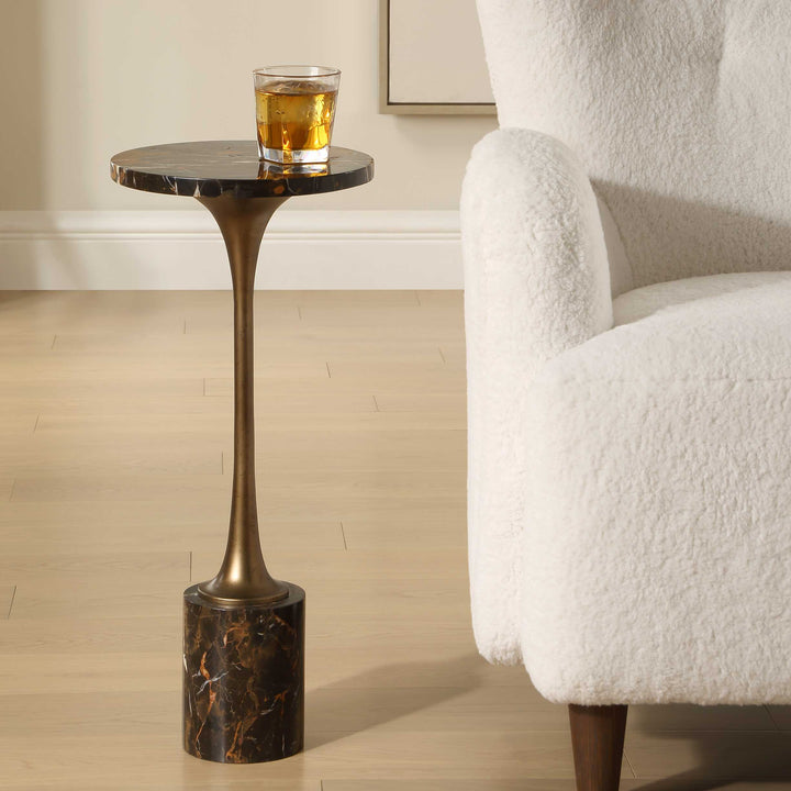 Karnes Dark Marble Drink Table Living Room Uttermost