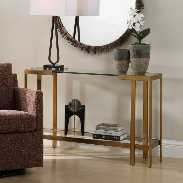 Kendrick Glass Console Table Living Room Uttermost