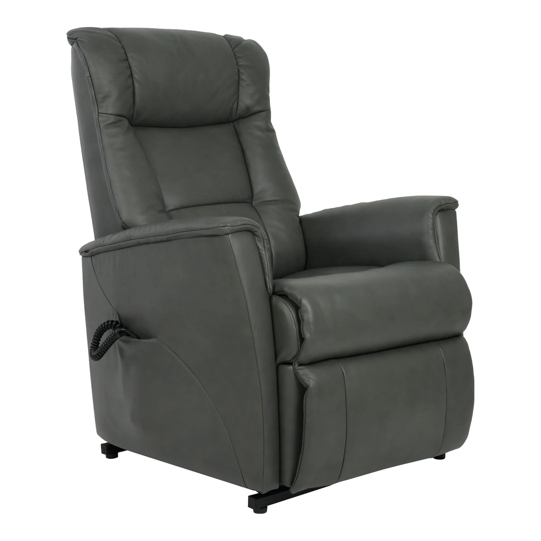 Memphis Lift Chair with Motorized Headrest Living Room Fjords Small Grey Leather