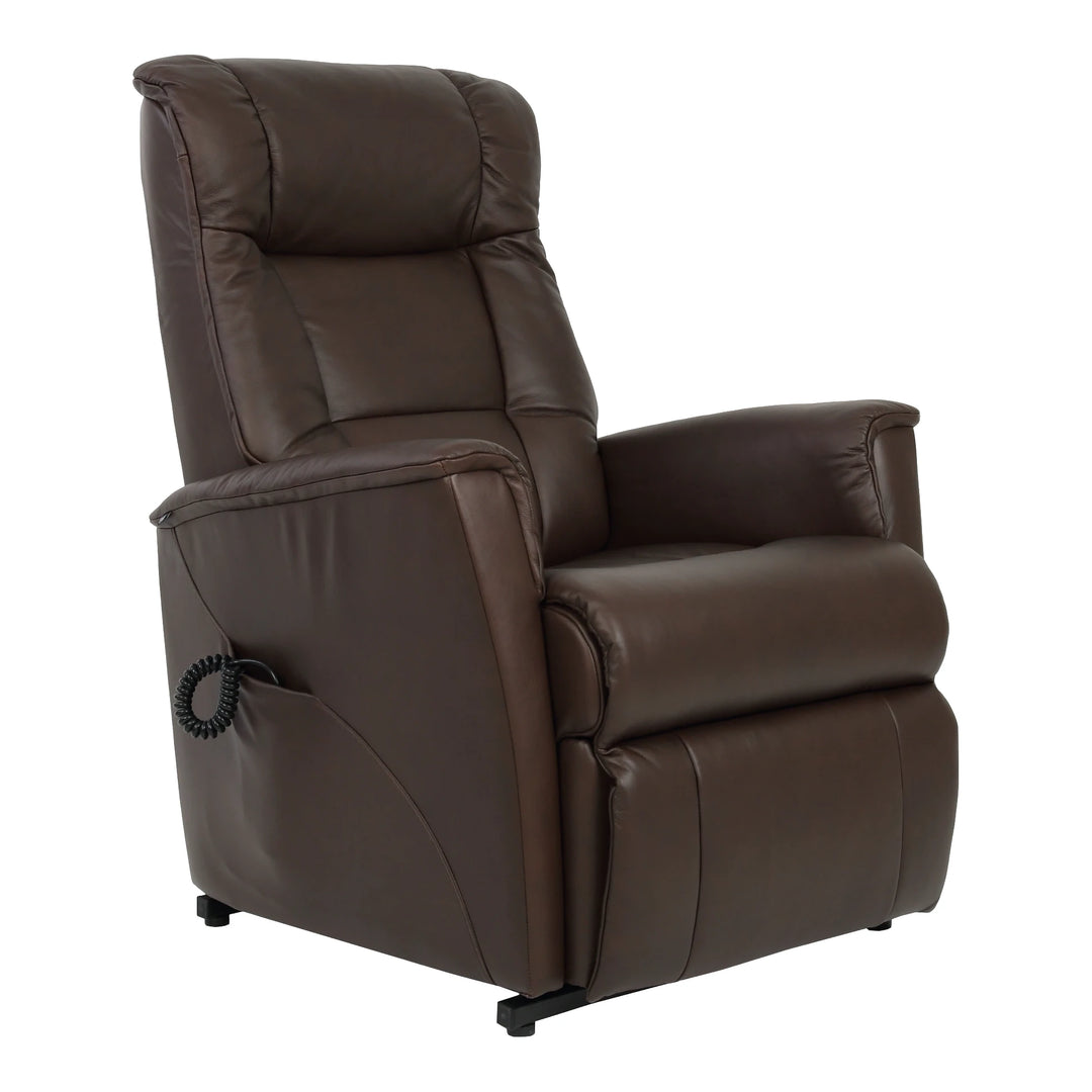 Memphis Lift Chair with Motorized Headrest Living Room Fjords Small Mocha Leather