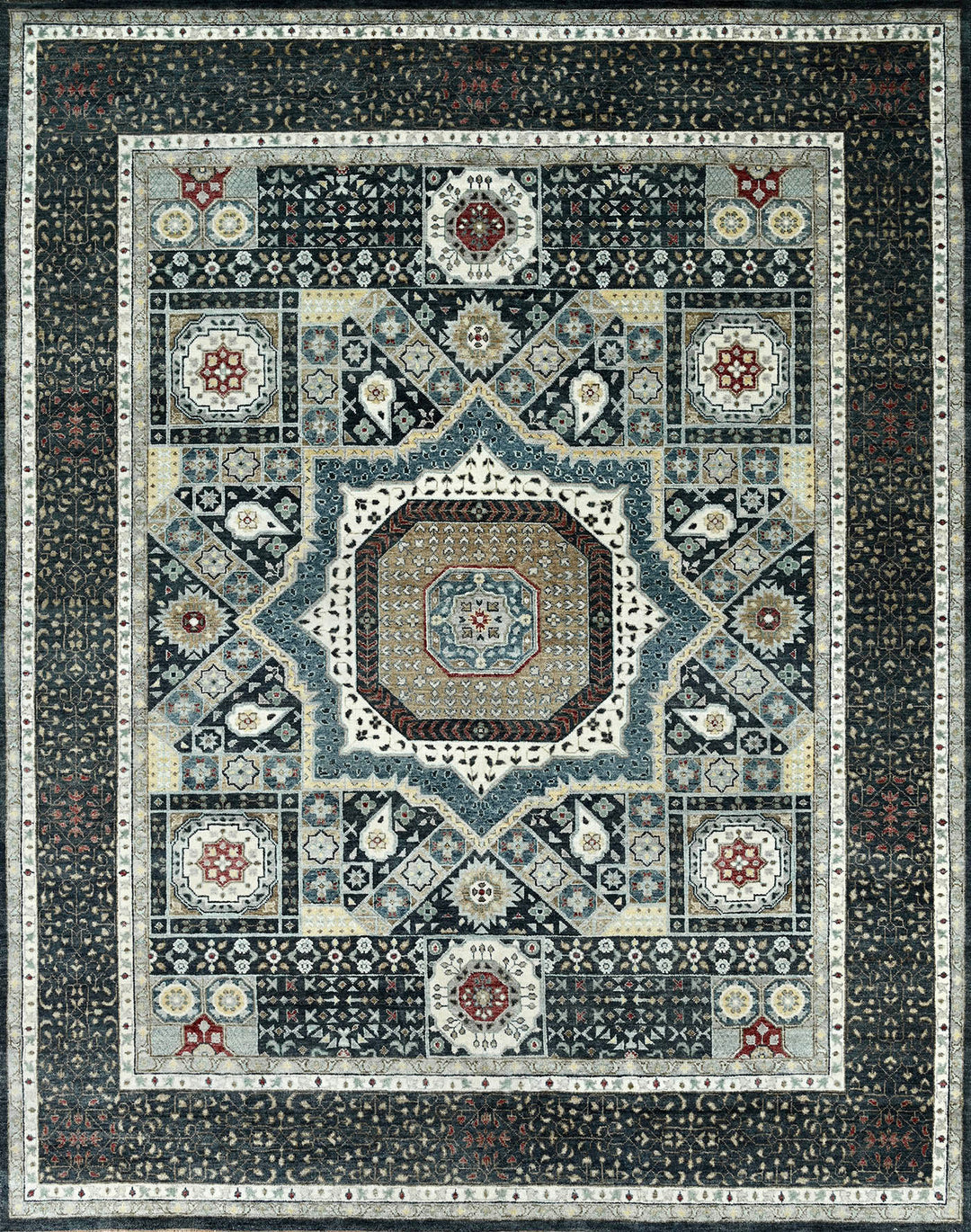 Traditional Blue/Navy Wool Area Rug: Mafi Signature Graham GH-102 (Hand-Knotted Area Rug)