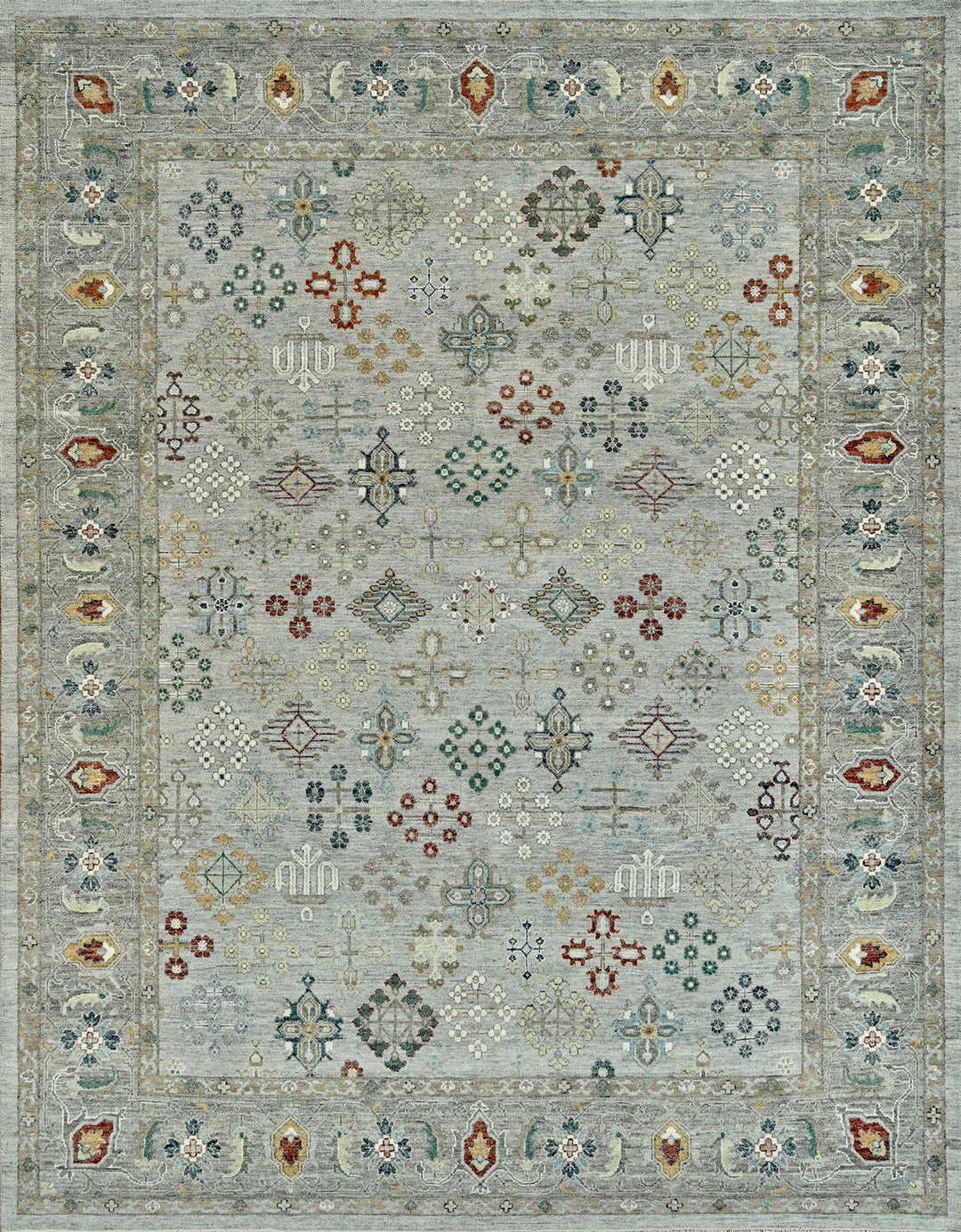 Traditional Grey/Silver Wool Area Rug: Mafi Signature Graham GH-106 (Hand-Knotted Area Rug)