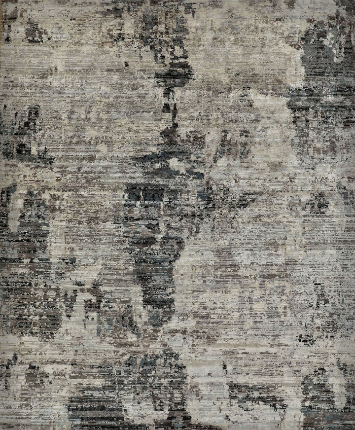 Modern/Transitional Grey/Silver Wool Area Rug: Mafi Signature Husk HUK-124 (Hand-Knotted Area Rug)