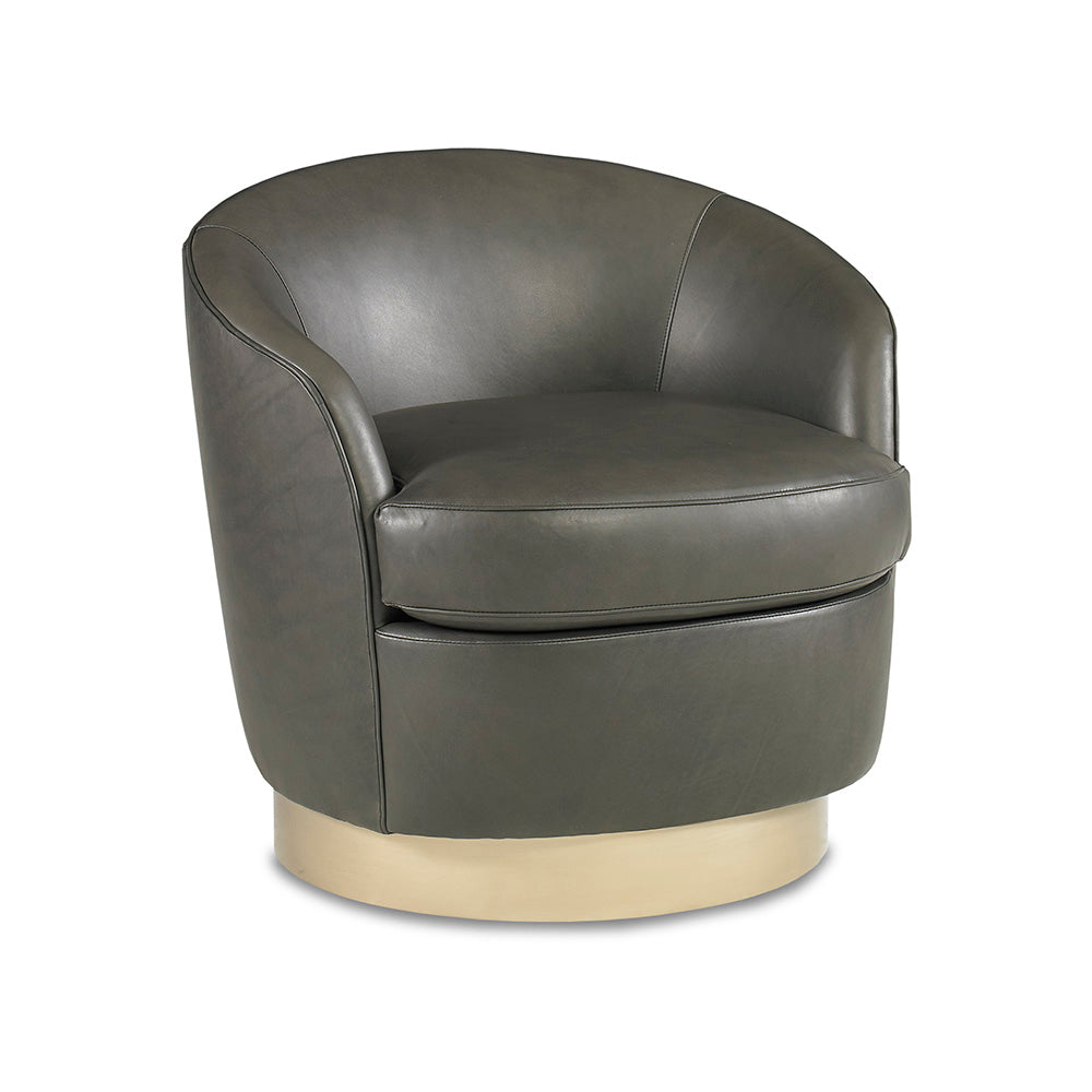 Claudia Leather Swivel Chair Living Room Precedent   