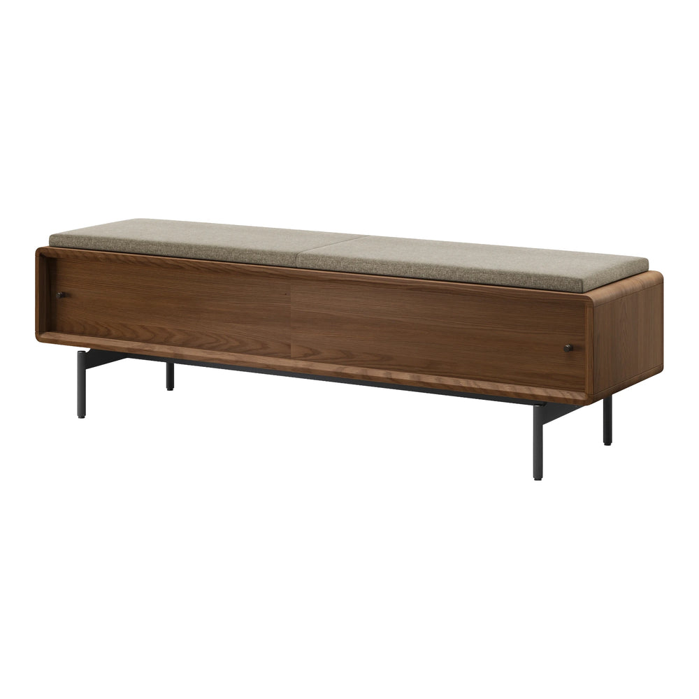 LINQ Bedroom 9101 Storage Bench | Fabric Bedroom BDI Mocha Pecan