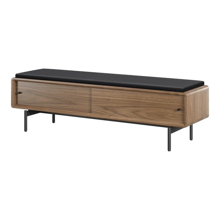 LINQ Bedroom 9102 Storage Bench | Leather Bedroom BDI Natural Walnut