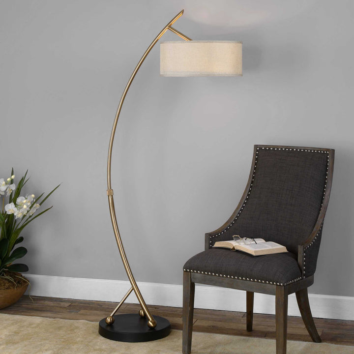 Vardar Curved Brass Floor Lamp Accessories Uttermost