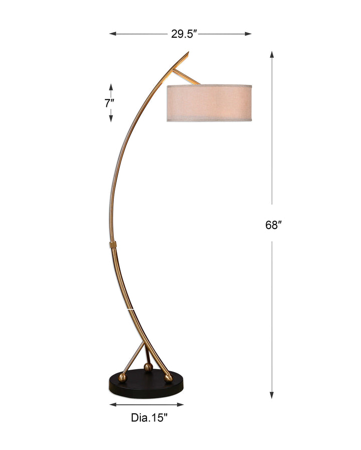 Vardar Curved Brass Floor Lamp Accessories Uttermost
