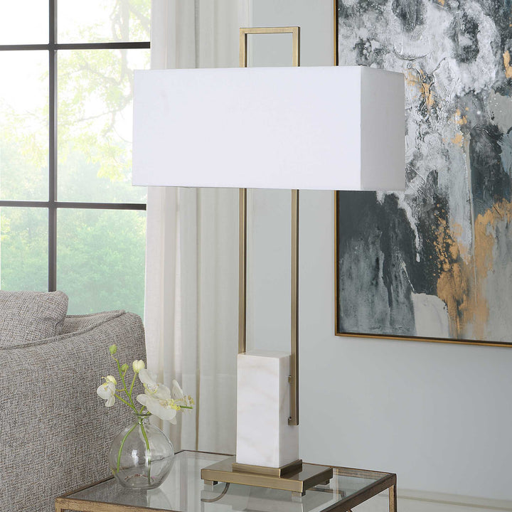 Column White Marble Table Lamp Accessories Uttermost