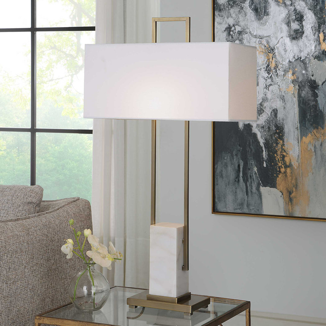 Column White Marble Table Lamp Accessories Uttermost