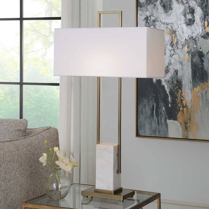 Column White Marble Table Lamp Accessories Uttermost