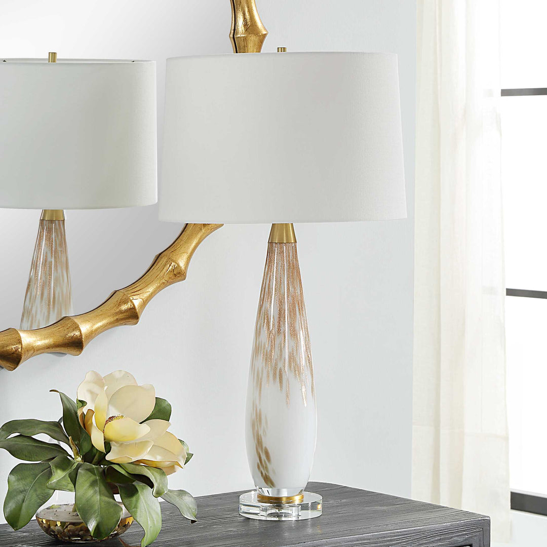 Lyra White & Gold Table Lamp Accessories Uttermost
