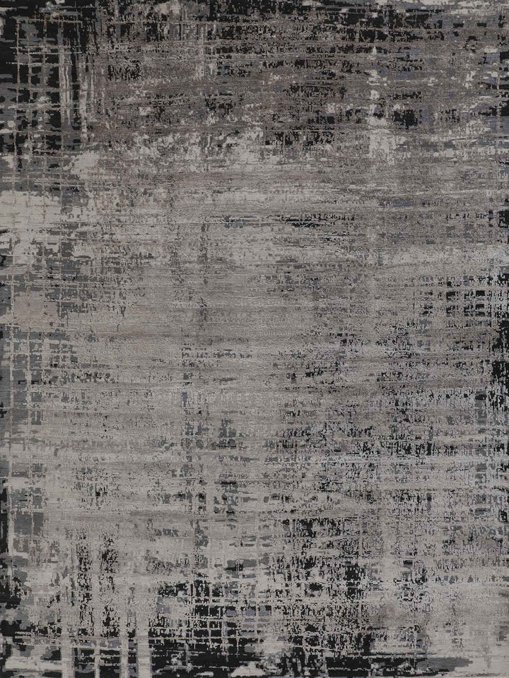 Transitional/Modern Charcoal/Black Wool Area Rug: Mafi Signature Modi LUX-480 (Hand-Knotted Area Rug)
