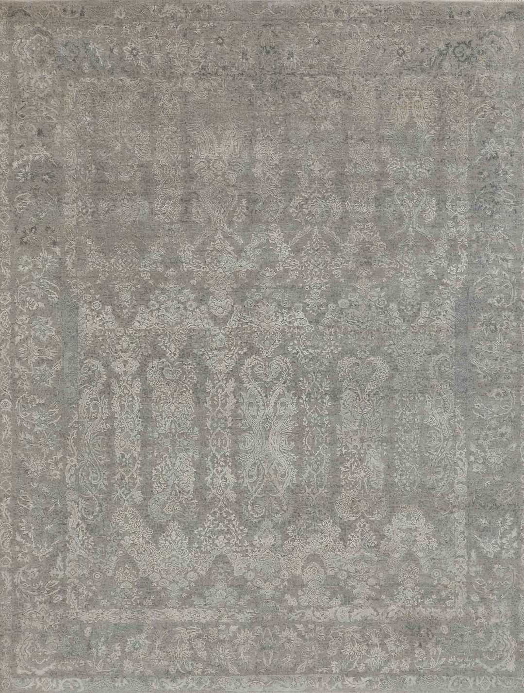 Transitional/Traditional Grey/Silver Wool Area Rug: Mafi Signature Modi LUX-636 (Hand-Knotted Area Rug)