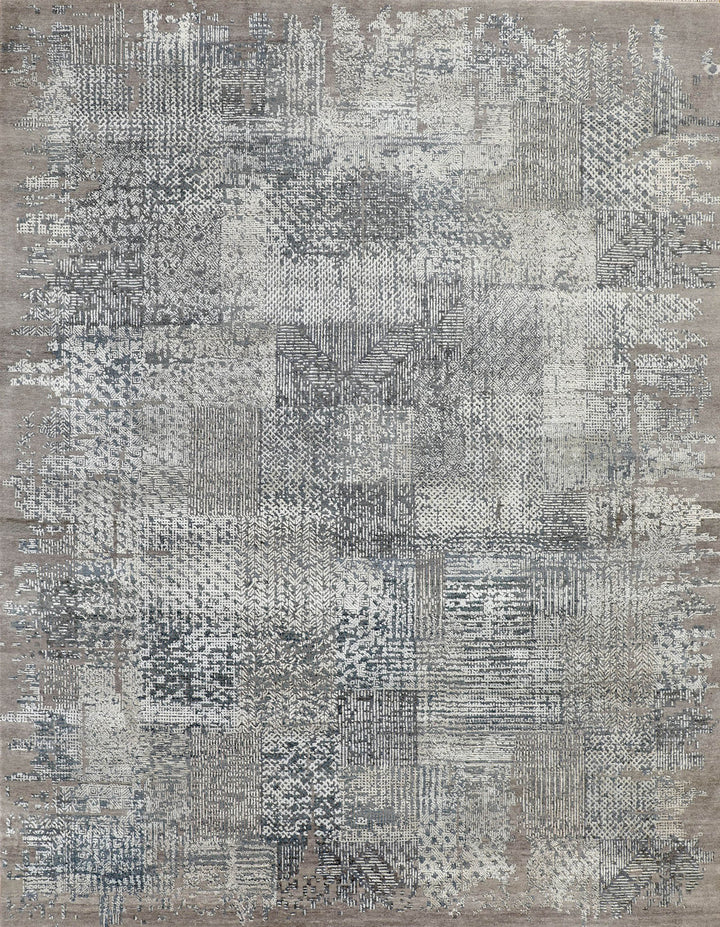 Transitional/Modern Grey/Silver Wool Area Rug: Mafi Signature Modi MDC-1076 (Hand-Knotted Area Rug)
