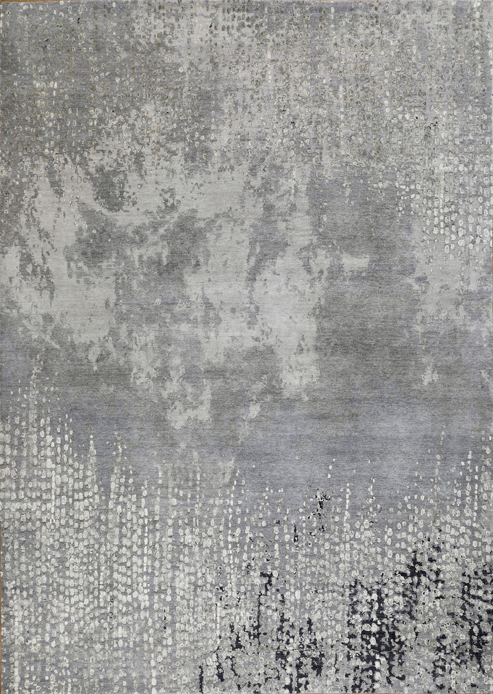 Transitional/Traditional Grey/Silver Wool Area Rug: Mafi Signature Modi MDC-120 (Hand-Knotted Area Rug)