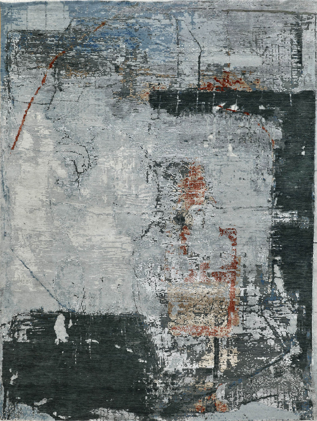 Transitional/Modern Grey/Silver Wool Area Rug: Mafi Signature Modi MDC-1283 (Hand-Knotted Area Rug)