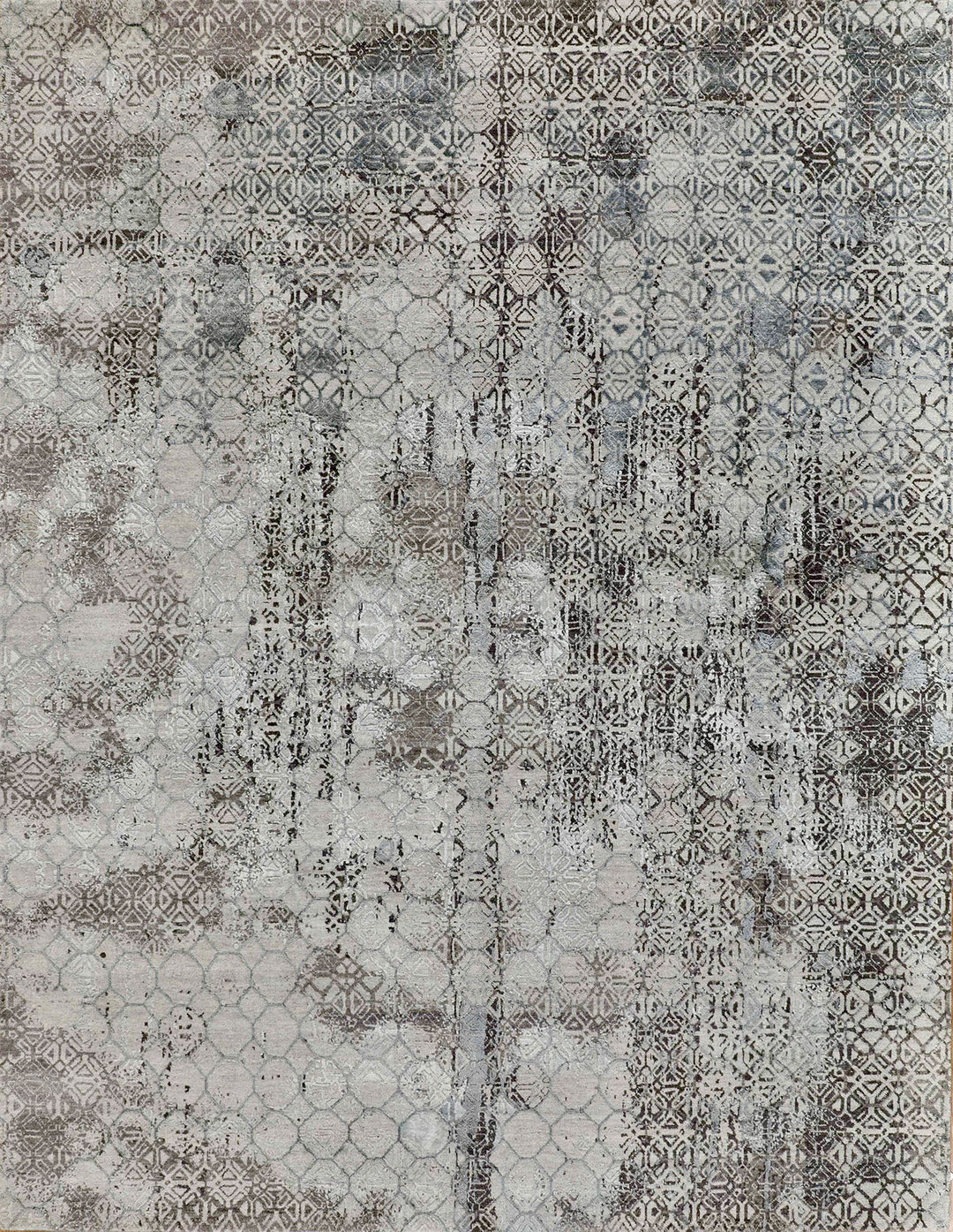 Transitional/Modern Grey/Silver Wool Area Rug: Mafi Signature Modi MDC-691 (Hand-Knotted Area Rug)
