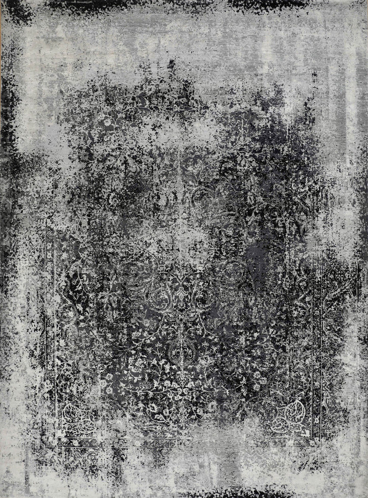 Transitional/Traditional Grey/Silver Wool Area Rug: Mafi Signature Modi MDC-833 (Hand-Knotted Area Rug)