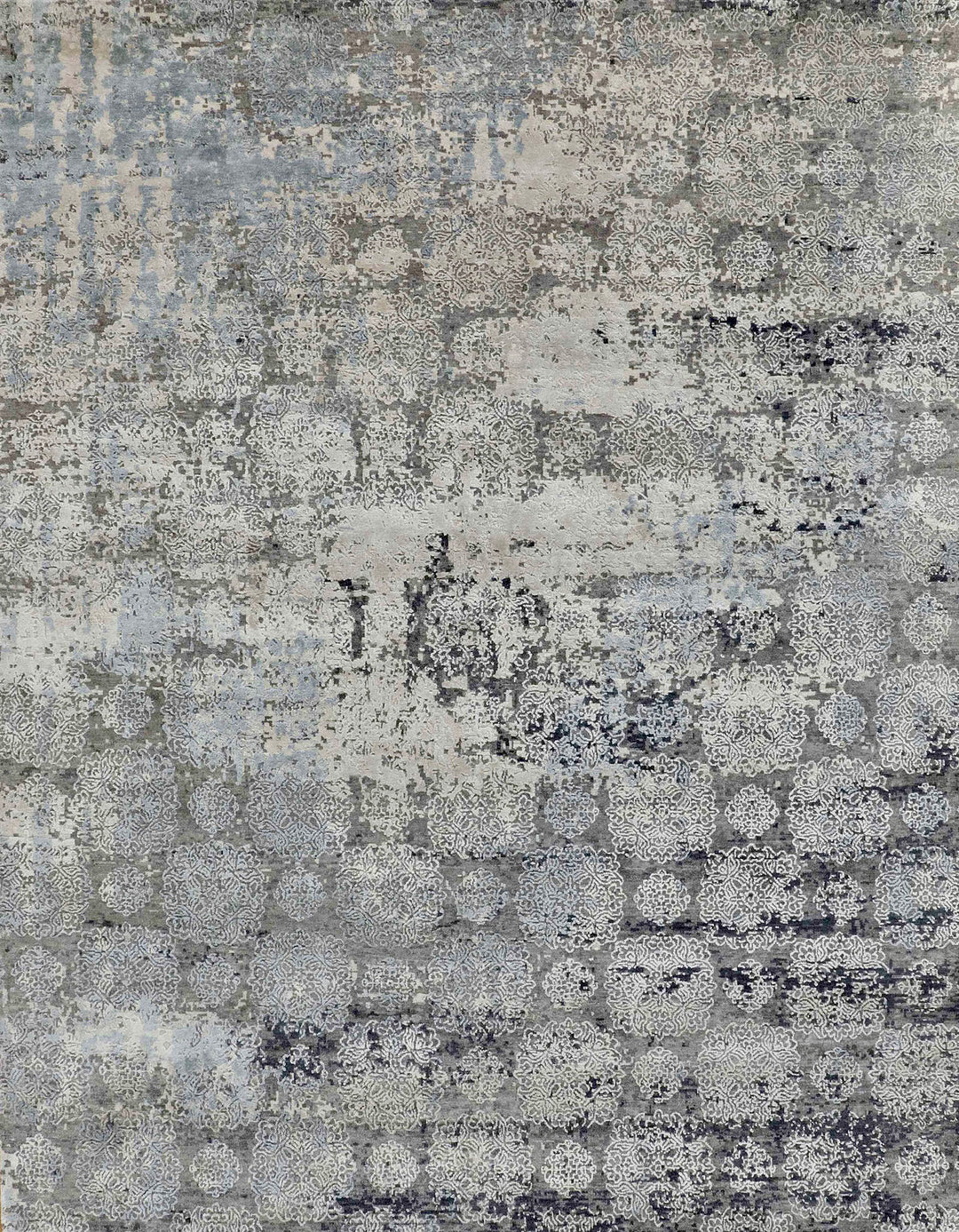 Transitional/Traditional Grey/Silver Wool Area Rug: Mafi Signature Modi MDC-868 (Hand-Knotted Area Rug)