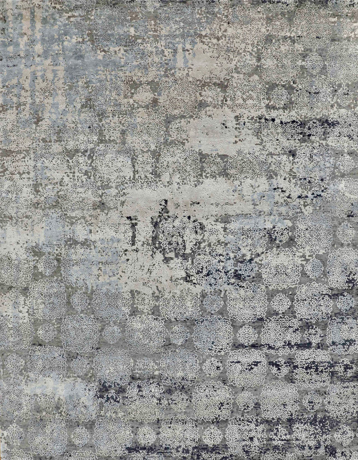 Transitional/Traditional Grey/Silver Wool Area Rug: Mafi Signature Modi MDC-868 (Hand-Knotted Area Rug)