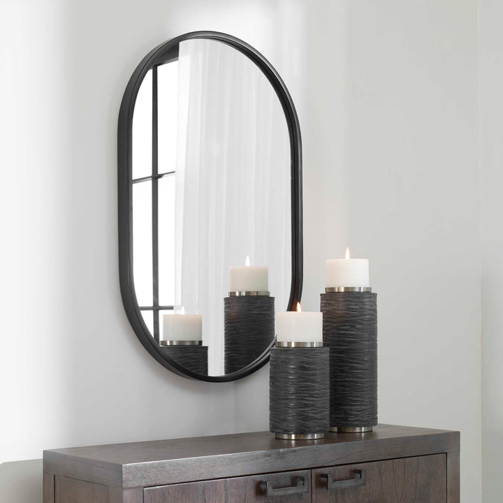 Varina Minimalist Black Oval Mirror Accessories Uttermost